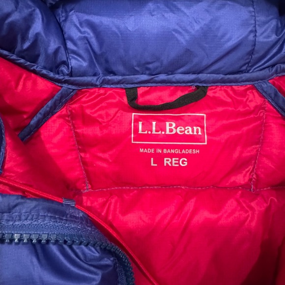 L.L. Bean DownTek Puffer Jacket Women L Blue Hooded Pertex Goose Down EUC - Picture 4 of 9